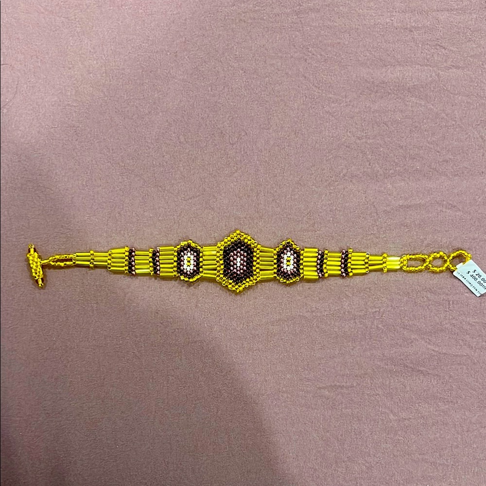 Yellow Beaded Bracelet from Tulum Mexico